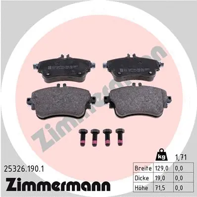 Diskinių stabdžių trinkelių rinkinys ZIMMERMANN 25326.190.1