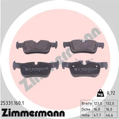 Diskinių stabdžių trinkelių rinkinys ZIMMERMANN 25331.160.1