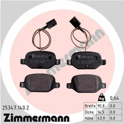 Diskinių stabdžių trinkelių rinkinys ZIMMERMANN 25347.140.2