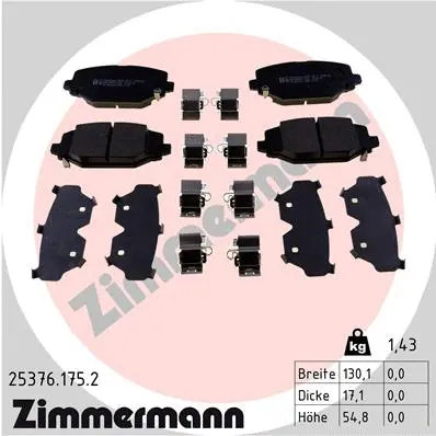 Diskinių stabdžių trinkelių rinkinys ZIMMERMANN 25376.175.2