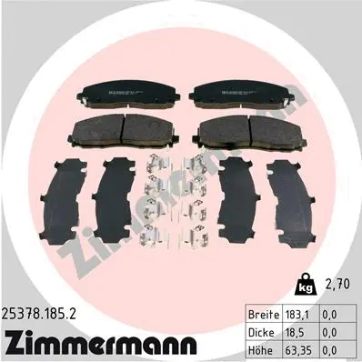 Diskinių stabdžių trinkelių rinkinys ZIMMERMANN 25378.185.2