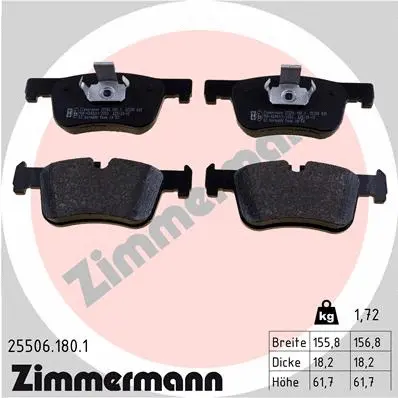 Diskinių stabdžių trinkelių rinkinys ZIMMERMANN 25506.180.1