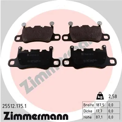 Diskinių stabdžių trinkelių rinkinys ZIMMERMANN 25512.175.1