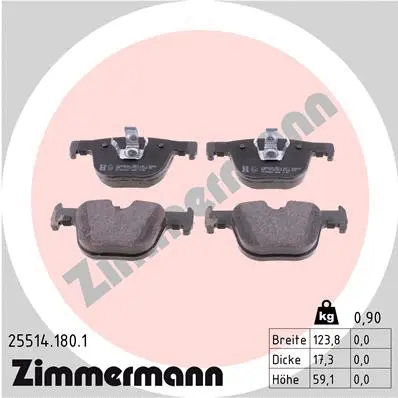 Diskinių stabdžių trinkelių rinkinys ZIMMERMANN 25514.180.1