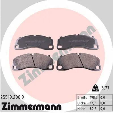 Diskinių stabdžių trinkelių rinkinys ZIMMERMANN 25519.200.9