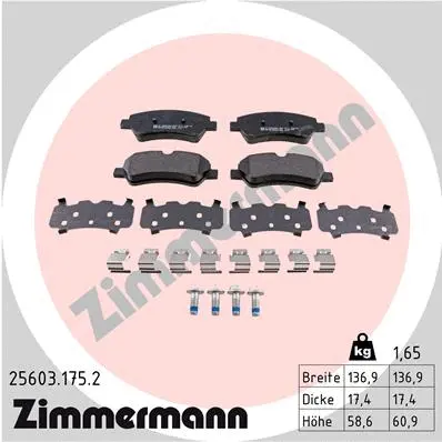 Diskinių stabdžių trinkelių rinkinys ZIMMERMANN 25603.175.2