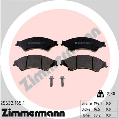 Diskinių stabdžių trinkelių rinkinys ZIMMERMANN 25632.165.1