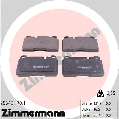 Diskinių stabdžių trinkelių rinkinys ZIMMERMANN 25643.170.1