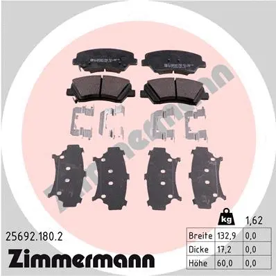 Diskinių stabdžių trinkelių rinkinys ZIMMERMANN 25692.180.2