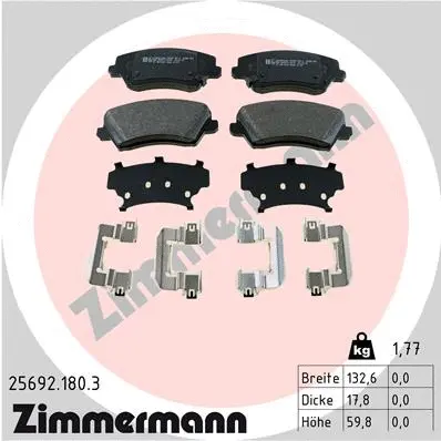 Diskinių stabdžių trinkelių rinkinys ZIMMERMANN 25692.180.3