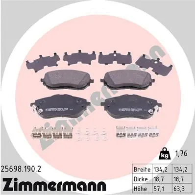 Diskinių stabdžių trinkelių rinkinys ZIMMERMANN 25698.190.2