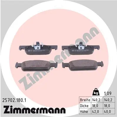Diskinių stabdžių trinkelių rinkinys ZIMMERMANN 25702.180.1