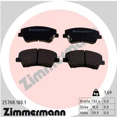 Diskinių stabdžių trinkelių rinkinys ZIMMERMANN 25708.180.1