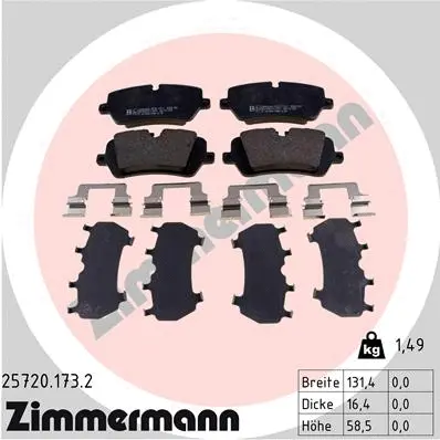 Diskinių stabdžių trinkelių rinkinys ZIMMERMANN 25720.173.2
