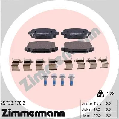 Diskinių stabdžių trinkelių rinkinys ZIMMERMANN 25733.170.2
