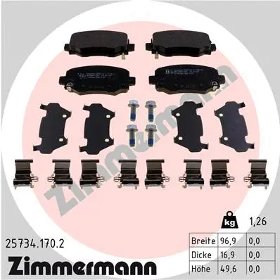 Diskinių stabdžių trinkelių rinkinys ZIMMERMANN 25734.170.2