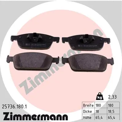 Diskinių stabdžių trinkelių rinkinys ZIMMERMANN 25736.180.1