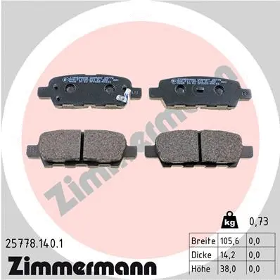 Diskinių stabdžių trinkelių rinkinys ZIMMERMANN 25778.140.1