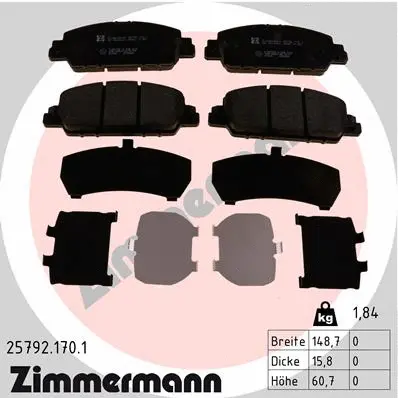 Diskinių stabdžių trinkelių rinkinys ZIMMERMANN 25792.170.1