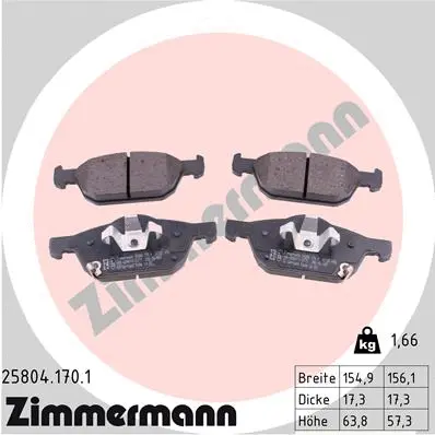 Diskinių stabdžių trinkelių rinkinys ZIMMERMANN 25804.170.1