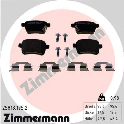 Diskinių stabdžių trinkelių rinkinys ZIMMERMANN 25818.175.2