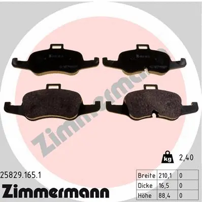 Diskinių stabdžių trinkelių rinkinys ZIMMERMANN 25829.165.1