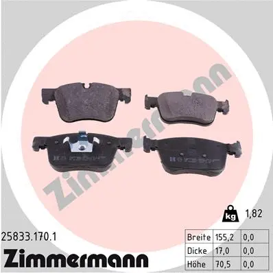 Diskinių stabdžių trinkelių rinkinys ZIMMERMANN 25833.170.1