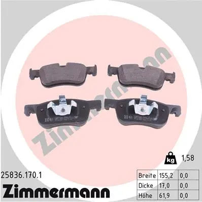 Diskinių stabdžių trinkelių rinkinys ZIMMERMANN 25836.170.1