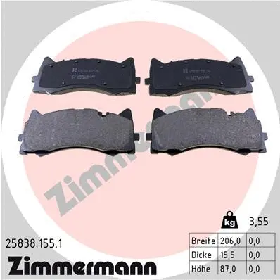Diskinių stabdžių trinkelių rinkinys ZIMMERMANN 25838.155.1