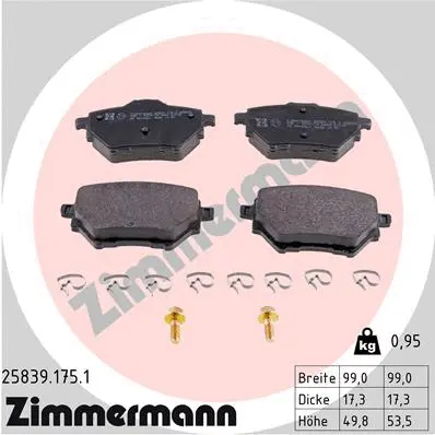 Diskinių stabdžių trinkelių rinkinys ZIMMERMANN 25839.175.1