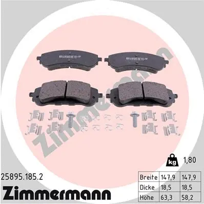 Diskinių stabdžių trinkelių rinkinys ZIMMERMANN 25895.185.2