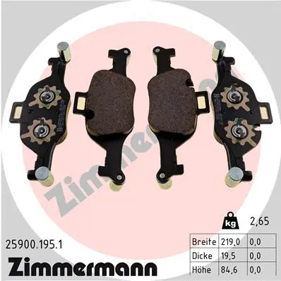 Diskinių stabdžių trinkelių rinkinys ZIMMERMANN 25900.195.1