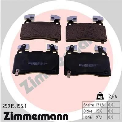 Diskinių stabdžių trinkelių rinkinys ZIMMERMANN 25915.155.1