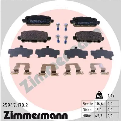 Diskinių stabdžių trinkelių rinkinys ZIMMERMANN 25947.170.2