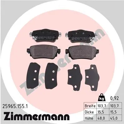 Diskinių stabdžių trinkelių rinkinys ZIMMERMANN 25965.155.1