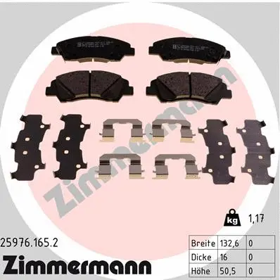 Diskinių stabdžių trinkelių rinkinys ZIMMERMANN 25976.165.2