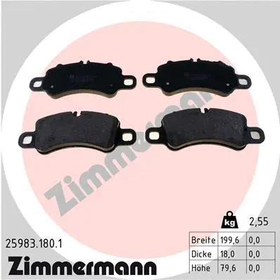 Diskinių stabdžių trinkelių rinkinys ZIMMERMANN 25983.180.1