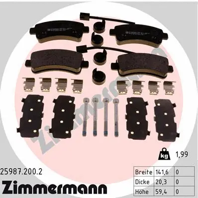 Diskinių stabdžių trinkelių rinkinys ZIMMERMANN 25987.200.2