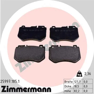 Diskinių stabdžių trinkelių rinkinys ZIMMERMANN 25997.185.1