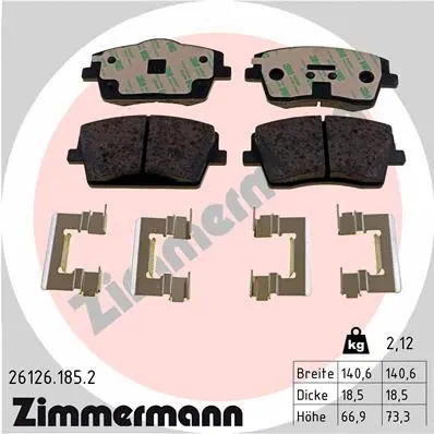 Diskinių stabdžių trinkelių rinkinys ZIMMERMANN 26126.185.2