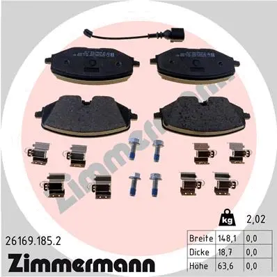 Diskinių stabdžių trinkelių rinkinys ZIMMERMANN 26169.185.2