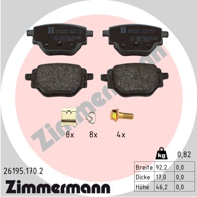 Diskinių stabdžių trinkelių rinkinys ZIMMERMANN 26195.170.2