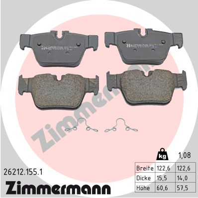 Diskinių stabdžių trinkelių rinkinys ZIMMERMANN 26212.155.1