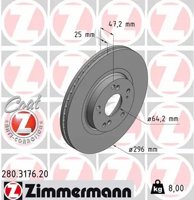 Stabdžių diskas ZIMMERMANN 280.3176.20