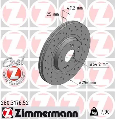 Stabdžių diskas ZIMMERMANN 280.3176.52