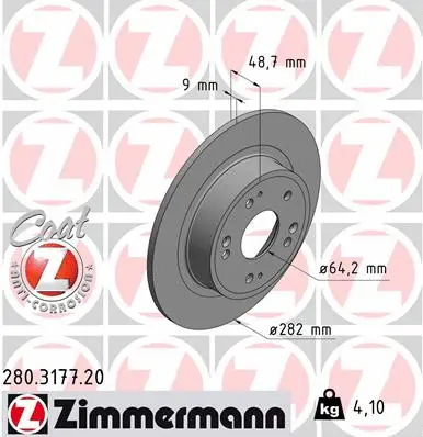 Stabdžių diskas ZIMMERMANN 280.3177.20
