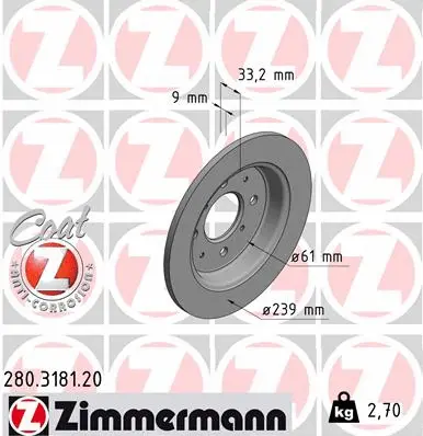 Stabdžių diskas ZIMMERMANN 280.3181.20