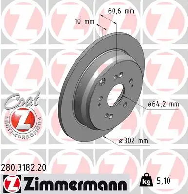Stabdžių diskas ZIMMERMANN 280.3182.20