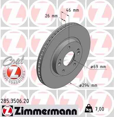 Stabdžių diskas ZIMMERMANN 285.3506.20