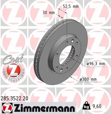 Stabdžių diskas ZIMMERMANN 285.3522.20